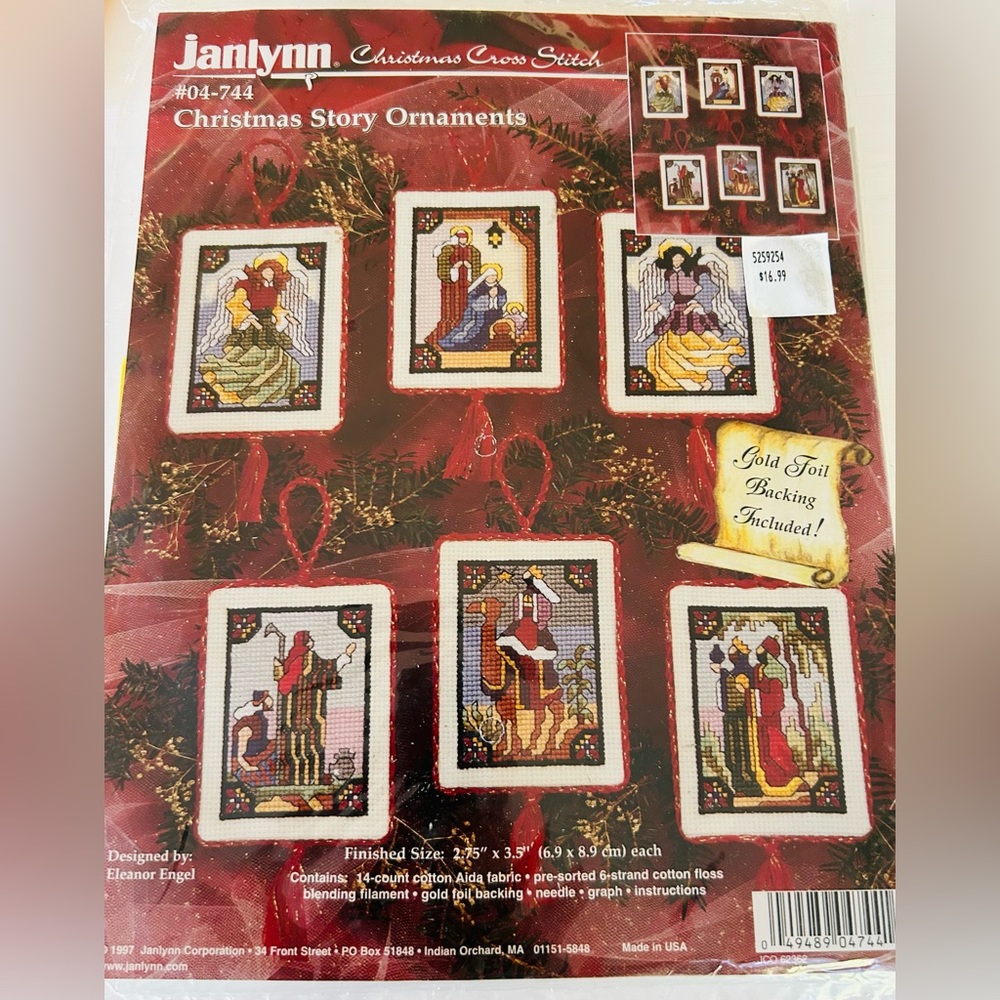 Janlynn Counted Cross Stitch Kit Set of 12 Christmas Story Ornaments 1996 NEW